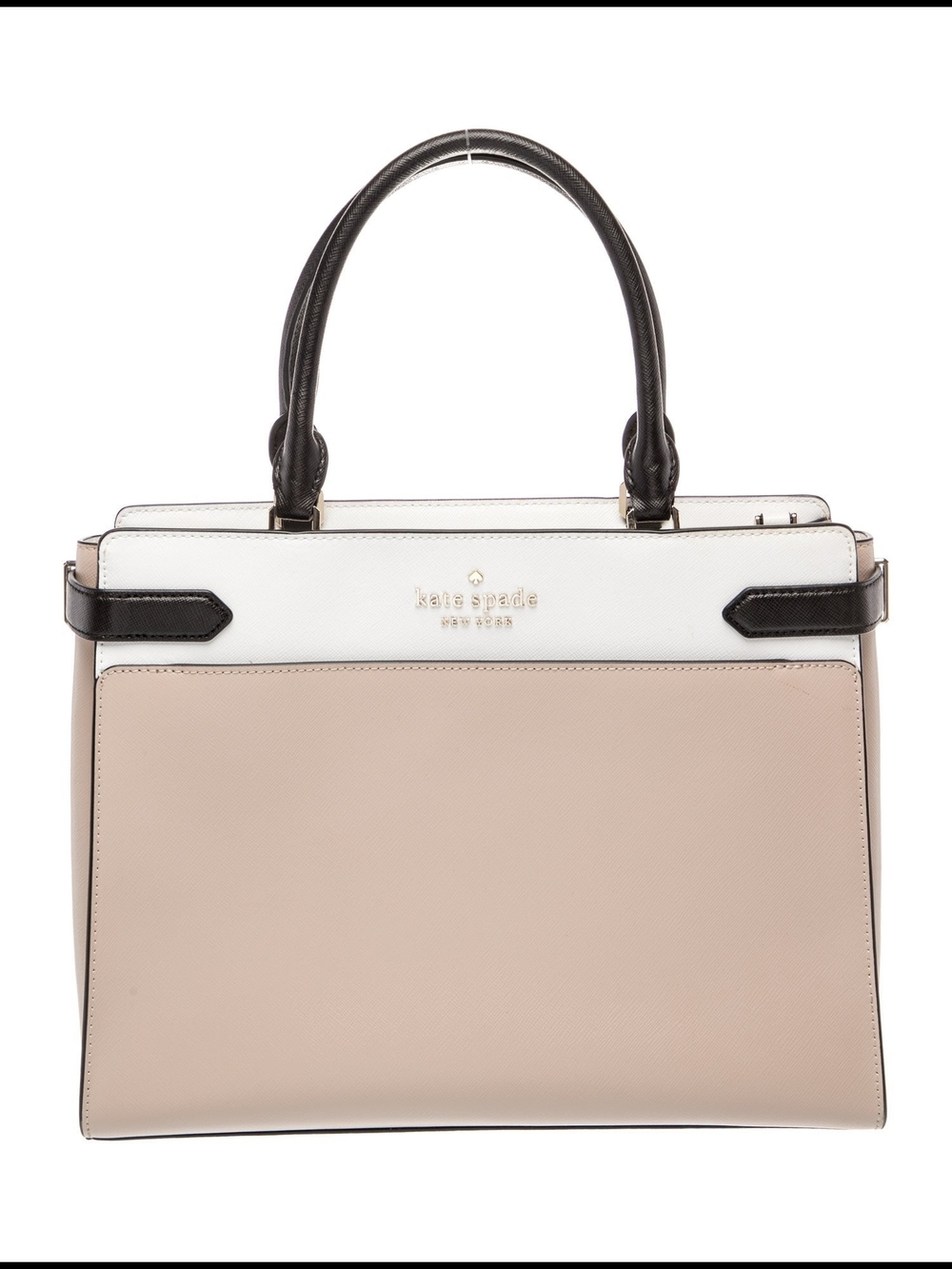kate spade Colorblock Beige, White & Black Leather Satchel